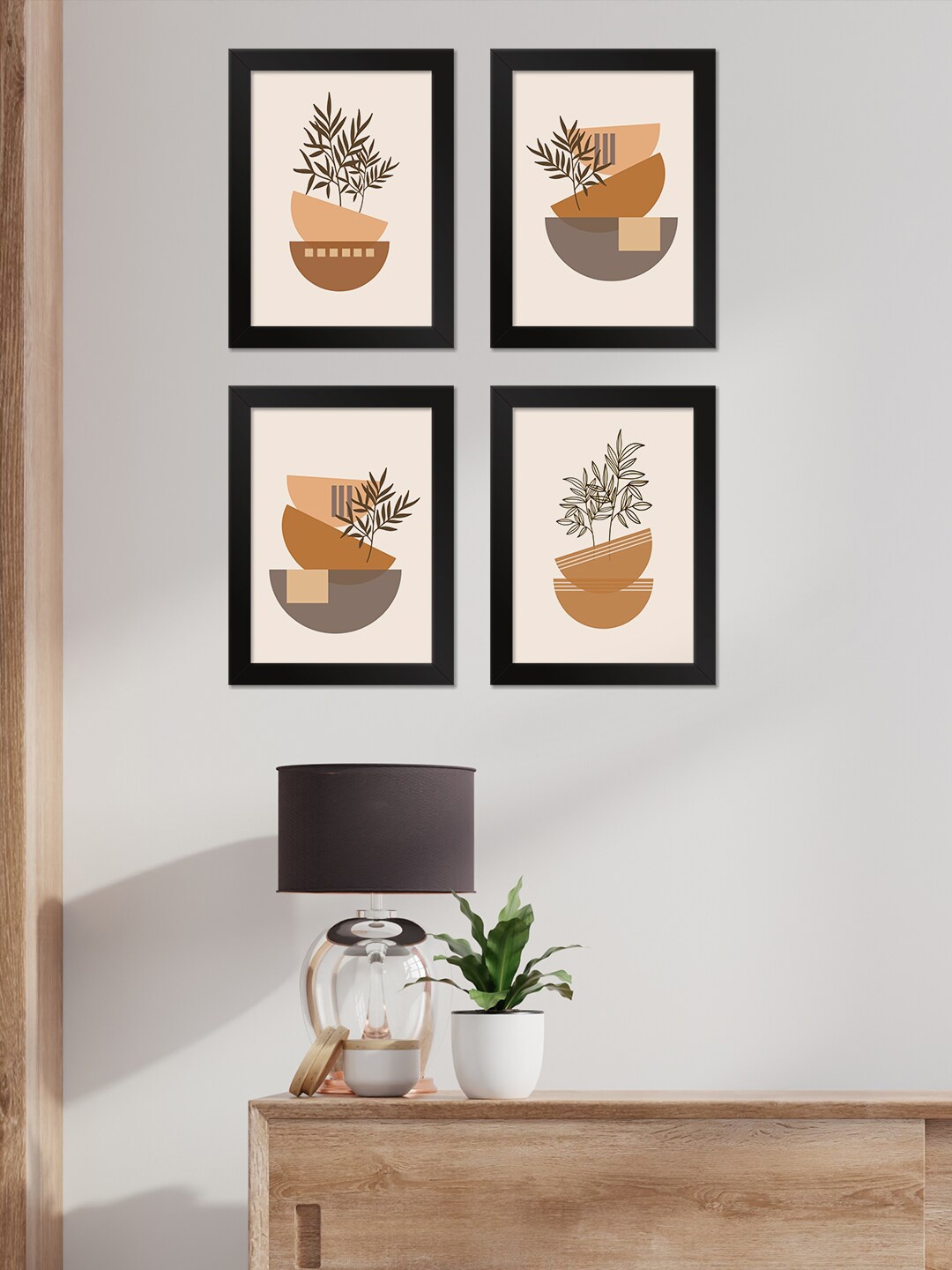 

PAPER PLANE DESIGN White & Black 4-Pcs Printed Wall Photo Frame