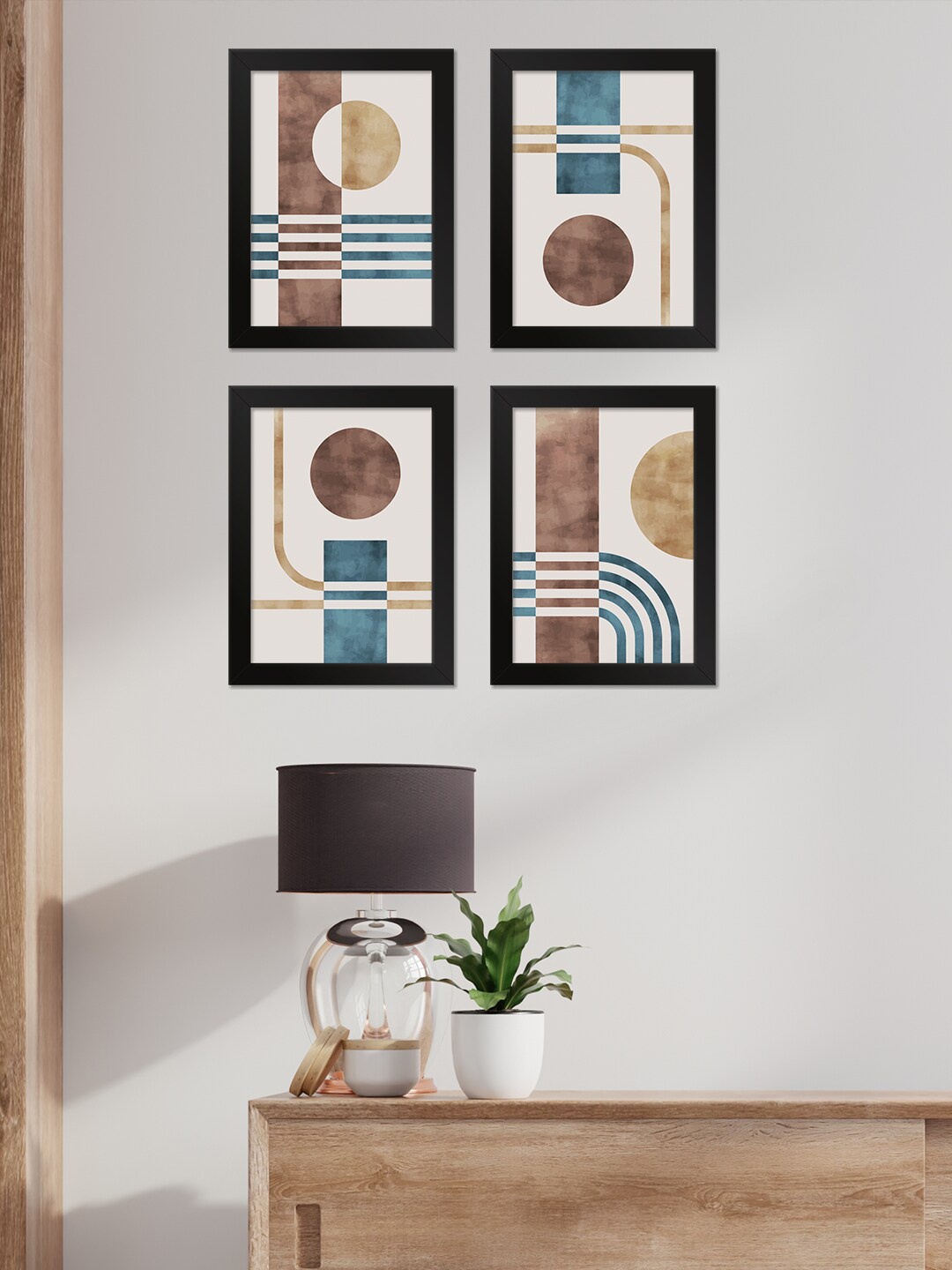 

PAPER PLANE DESIGN White & Turquoise Blue 4 Pieces Printed Wall Photo Frames