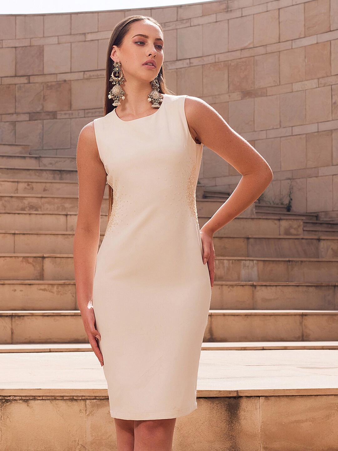 

FabAlley Siddarth Ttytler X White Crepe Sheath Dress