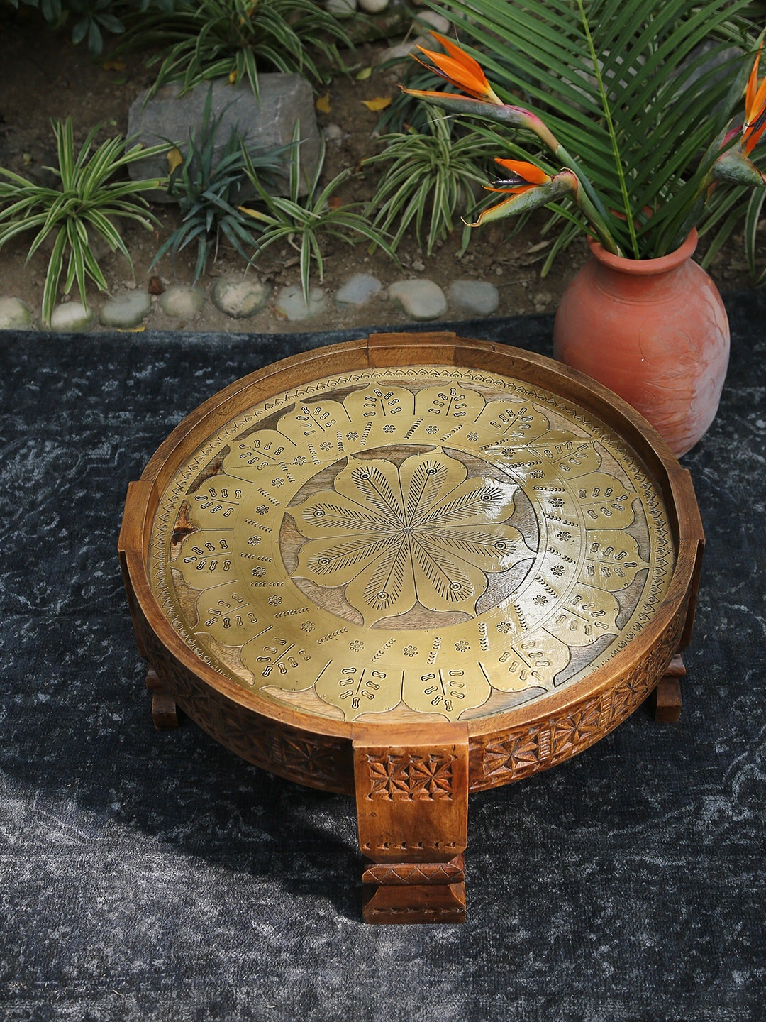 

Amoliconcepts Brown & Golden Wood and Sheet Coffee Table