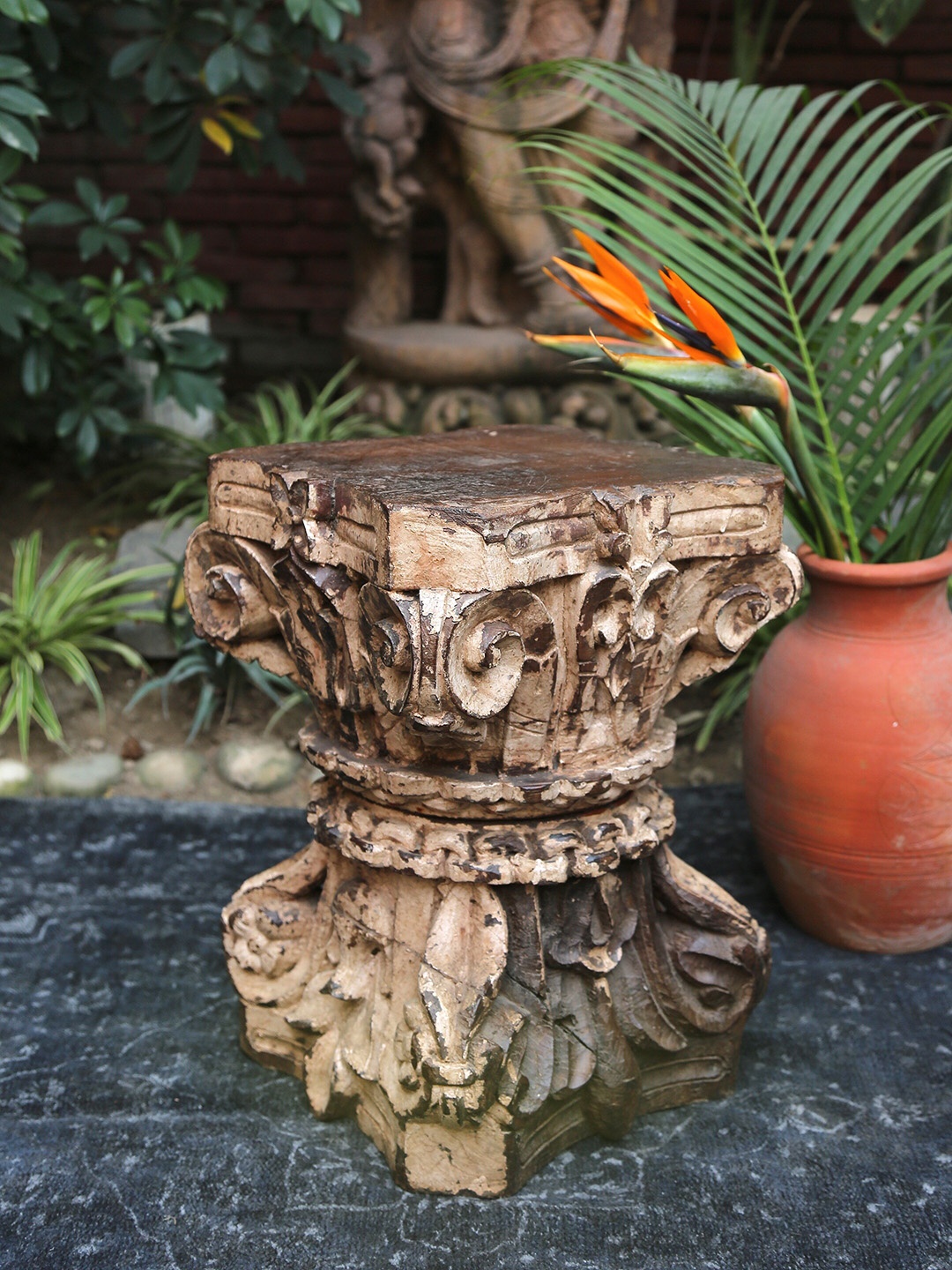 

Amoliconcepts Revive Brown Mewar Box With Elephant Legs Showpiece