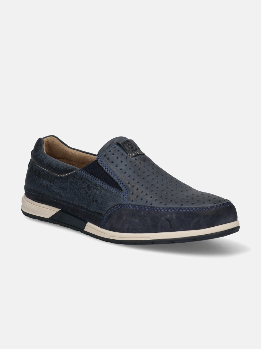 

Bugatti Men Stowe Blue Nubuck Leather Slip-On Sneakers