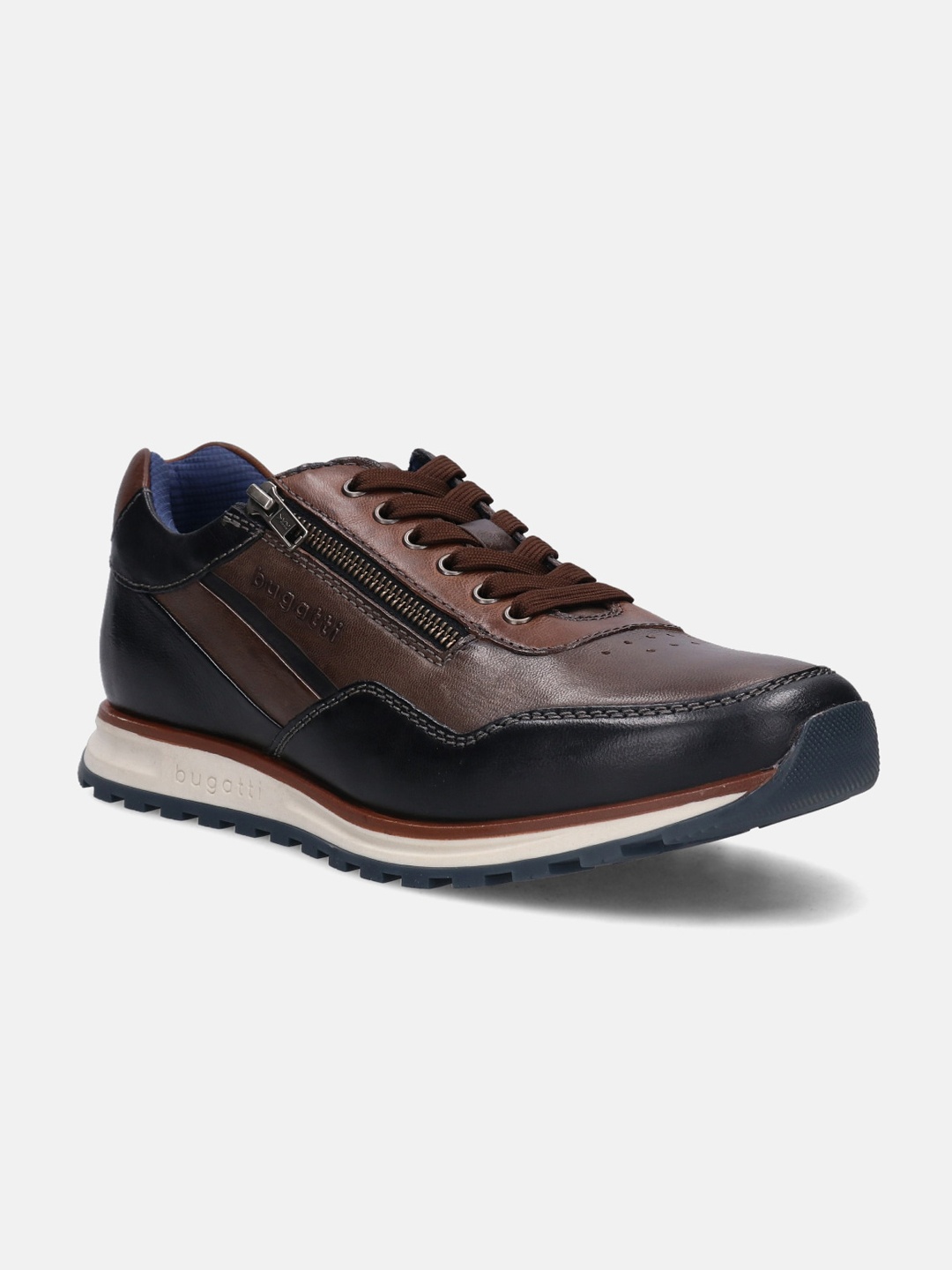 

Bugatti Men Cirino Comfort Insole Leather Contrast Sole Sneakers, Brown