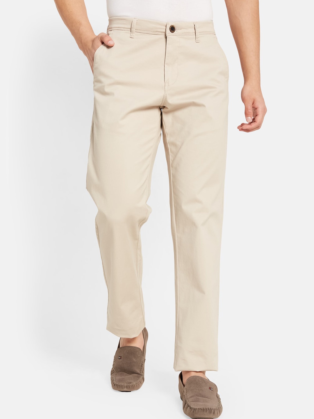 

Octave Men Mid-Rise Cotton Chinos, Beige