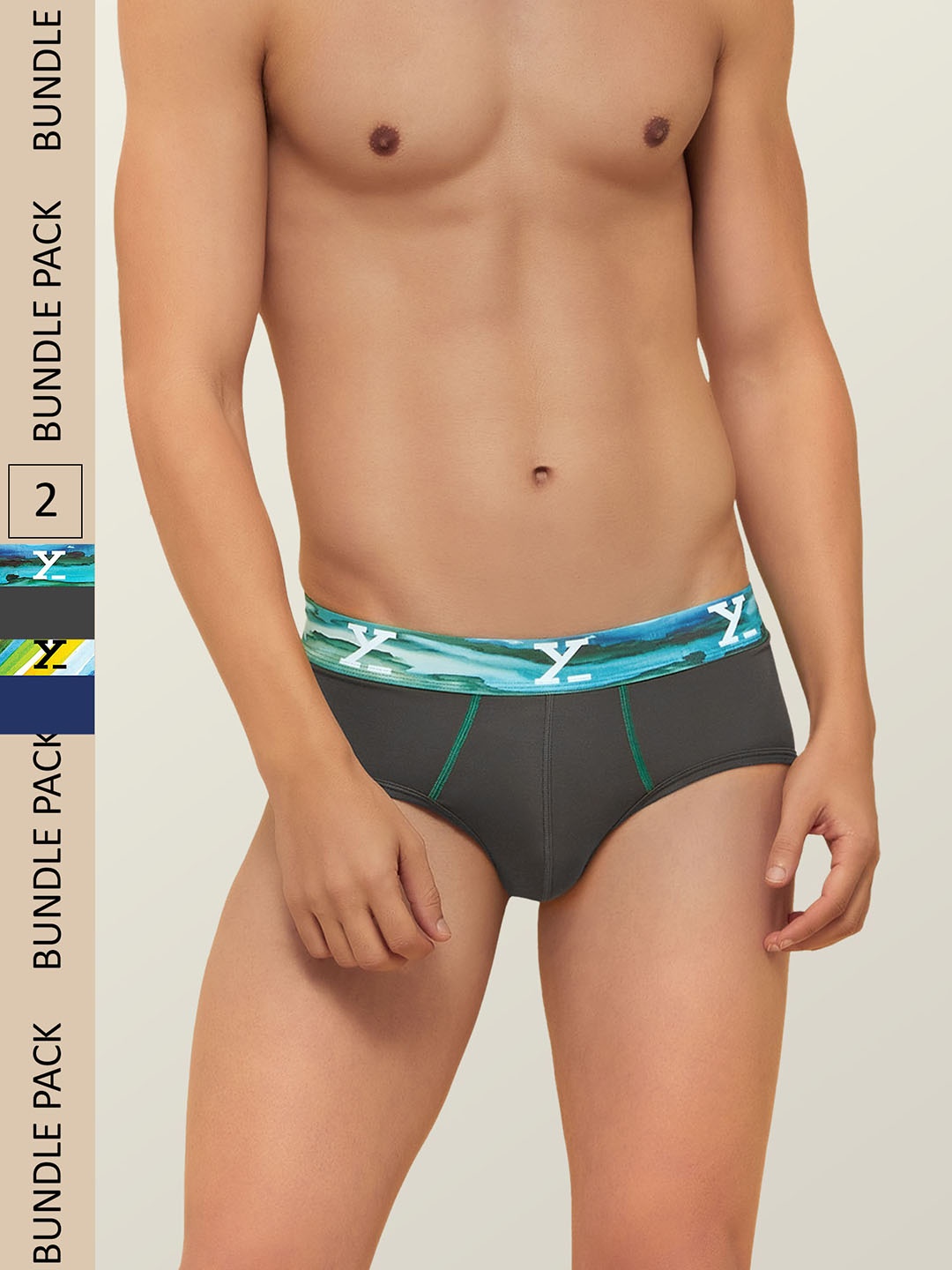 

XYXX Men IntelliSoft Antimicrobial Micro Modal Pack of 2 Dynamo Briefs XYBRF2PCKN124, Charcoal