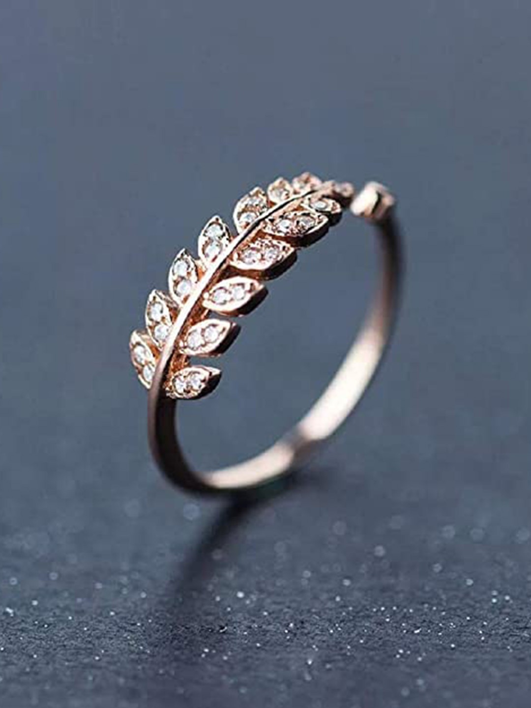 

VIEN Rose Gold-Plated CZ-Studded Adjustable Ring