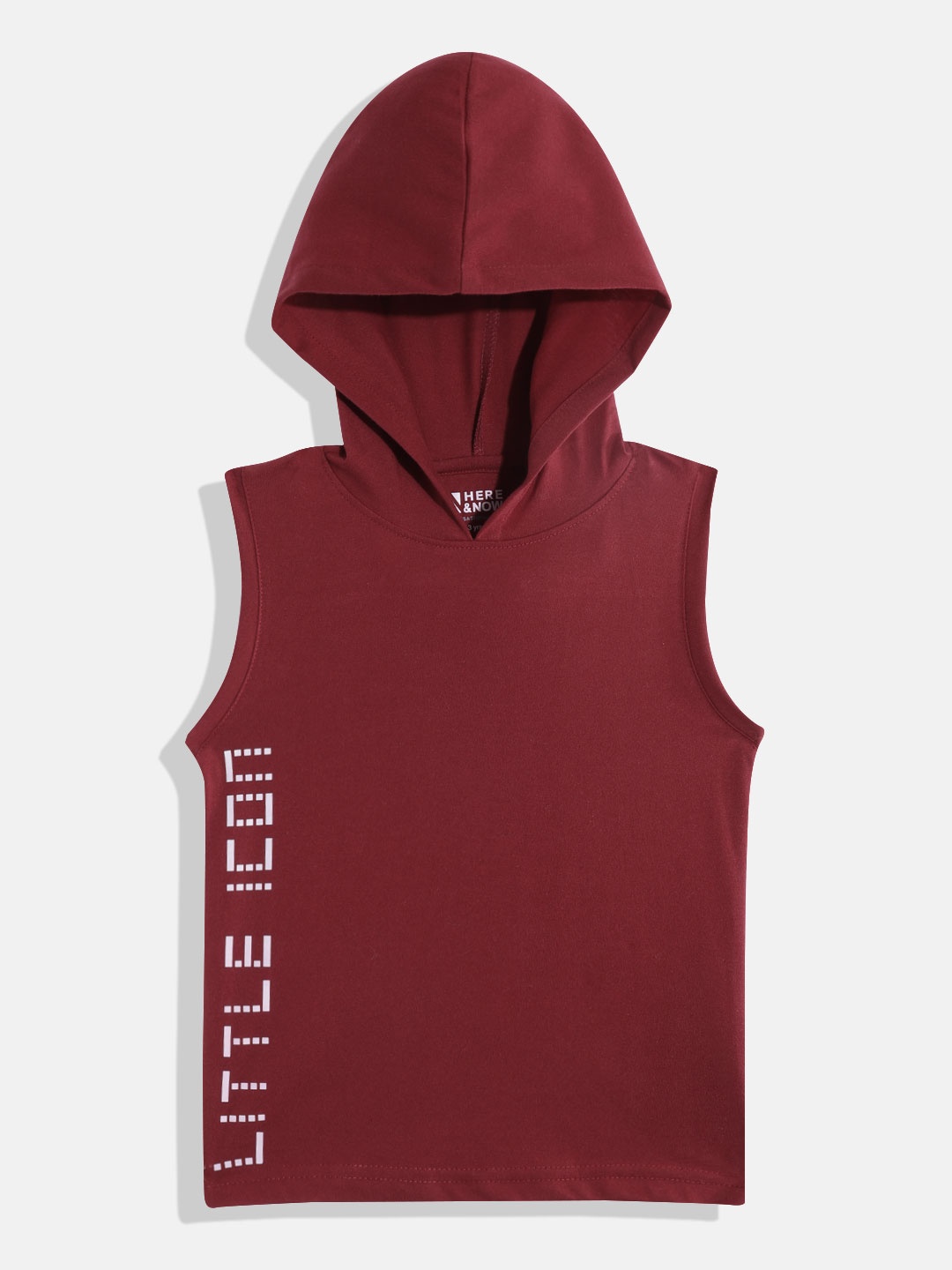 

HERE&NOW Boys Typography Printed Hooded T-shirt, Maroon