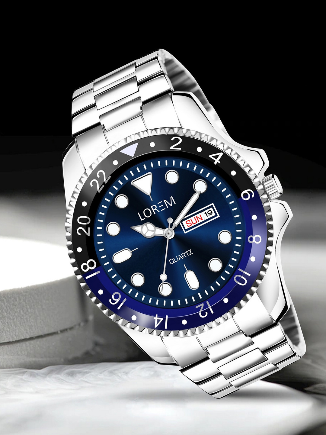 

FERRIZZO Men Day-Date Function Bracelet Style Straps Analogue Watch LR130-FZ, Blue