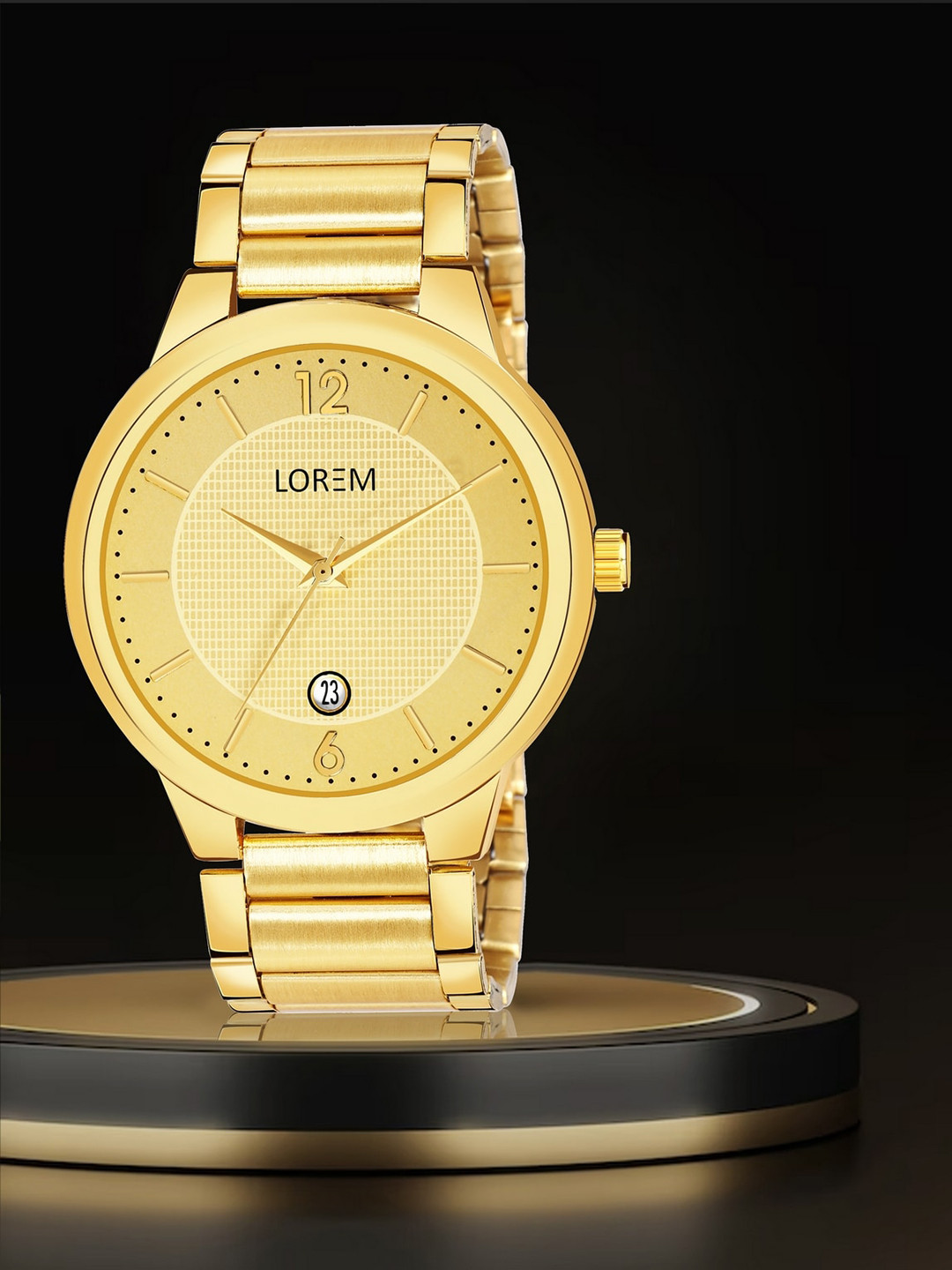 

FERRIZZO Men Date Function Bracelet Style Straps Analogue Watch LR137-FZ, Gold