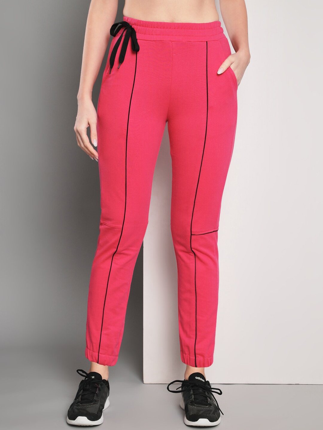 

Q-rious Women Mid-Rise Pure Cotton Joggers, Pink