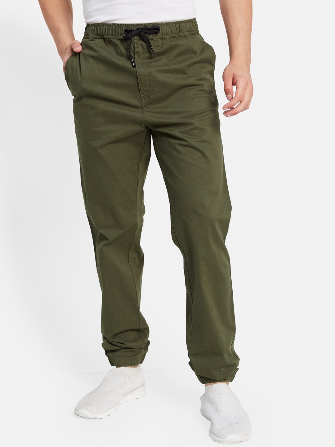 

Octave Men Mid-Rise Cotton Joggers, Olive