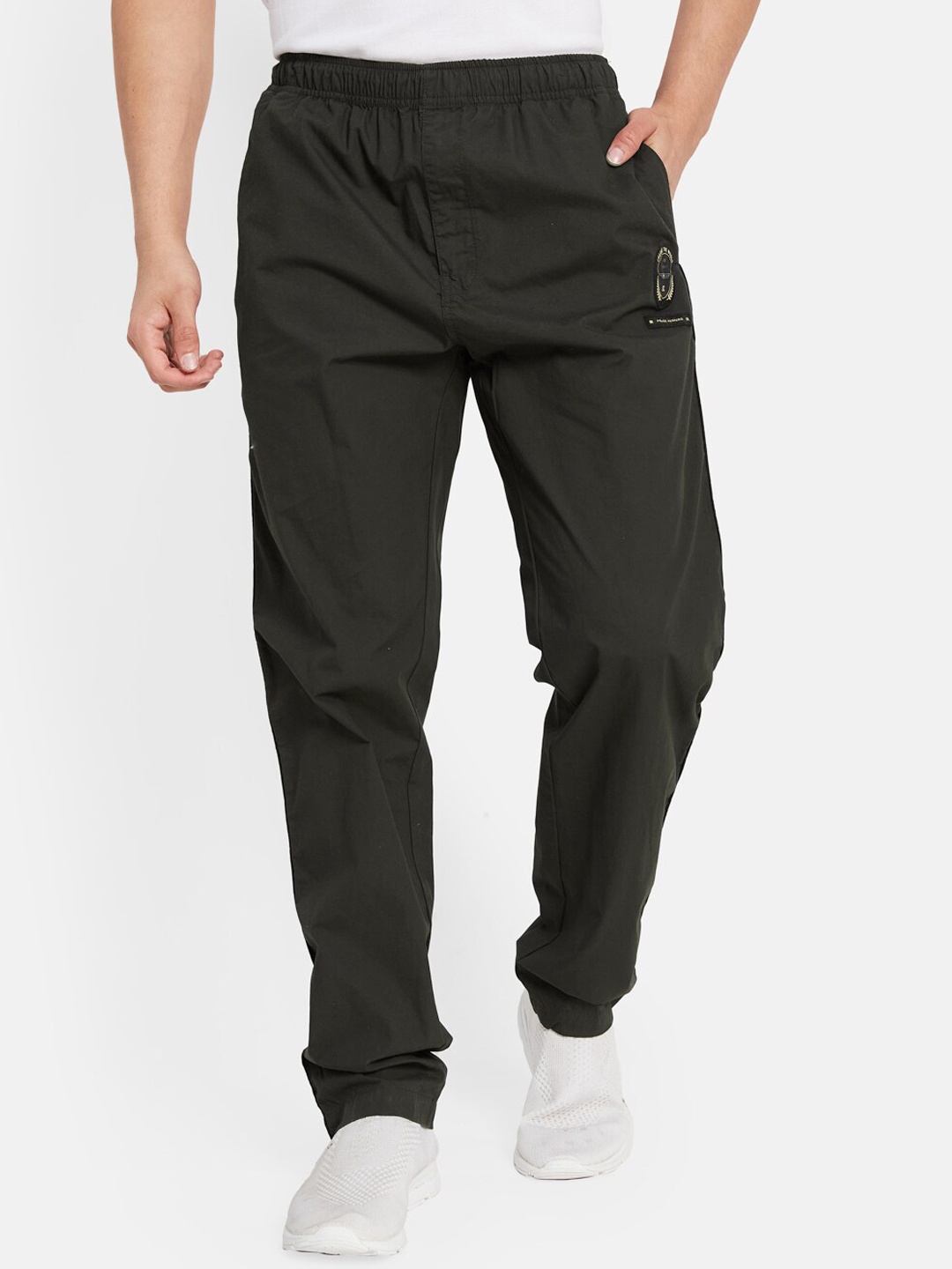 

Octave Men Mid-Rise Cotton Track Pants, Olive