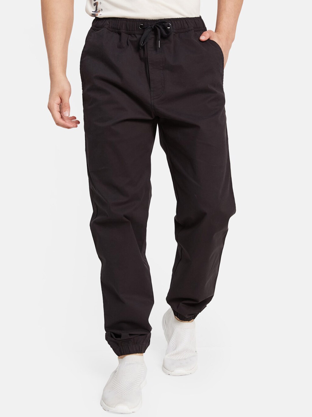 

Octave Men Mid-Rise Cotton Joggers, Black