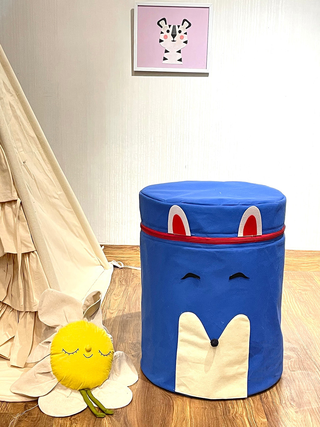 

My Gift Booth Kids Blue Little Fox Soft Laundry Come Storage Bag