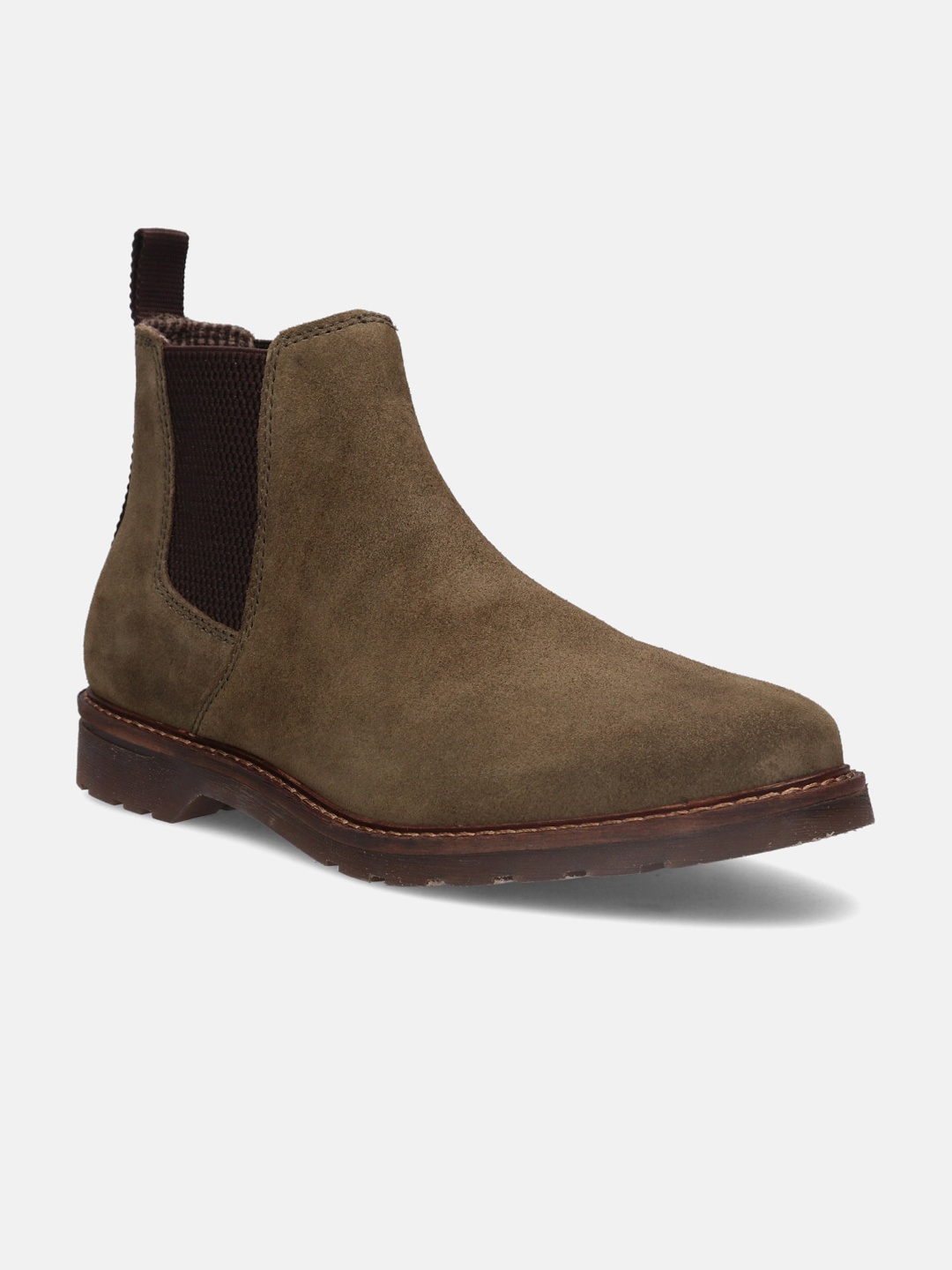 

Bugatti Men Zeli Tan Suede Leather Chelsea Boots, Olive