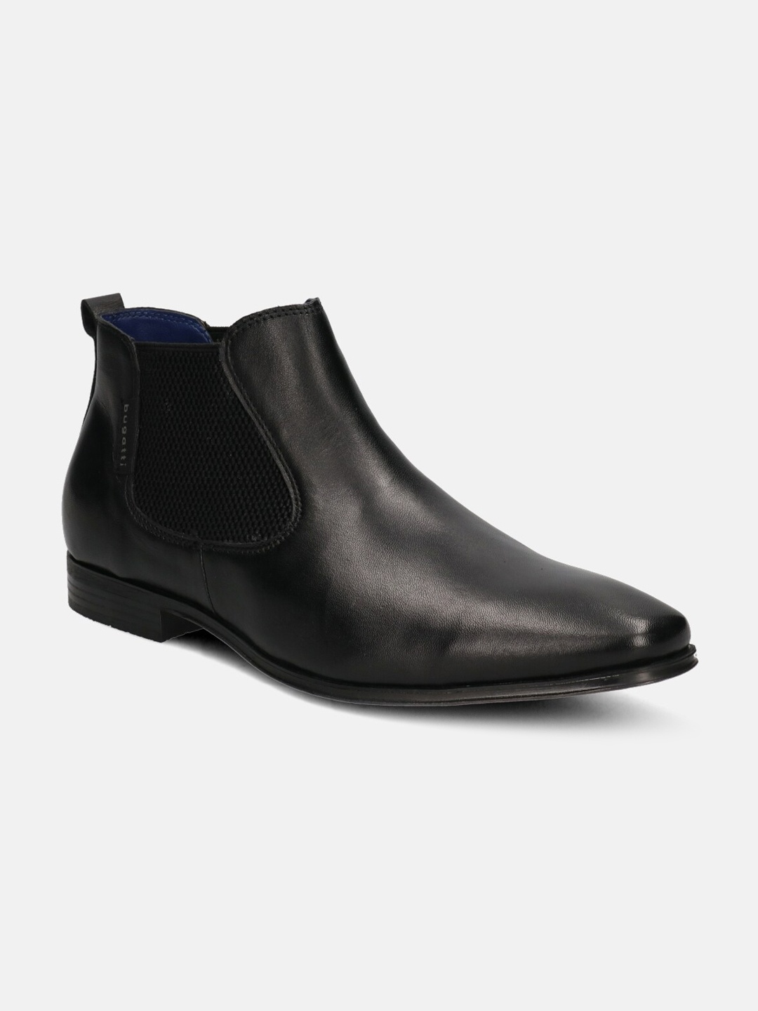 

Bugatti Morino I Men Textured Block-Heeled Leather Chelsea Boots, Black