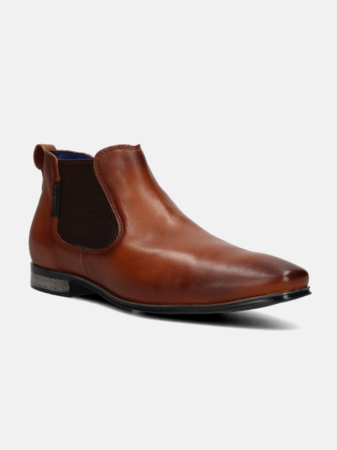 

Bugatti Morino I Men Block-Heeled Leather Mid-Top Chelsea Boots, Brown