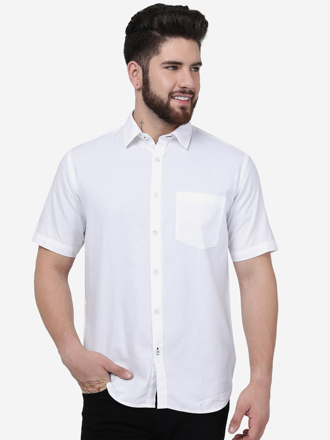 

Greenfibre Slim Fit Casual Pure Cotton Shirt, White