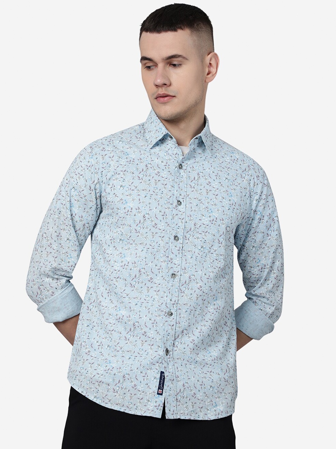 

Greenfibre Slim Fit Floral Printed Casual Pure Cotton Shirt, Blue