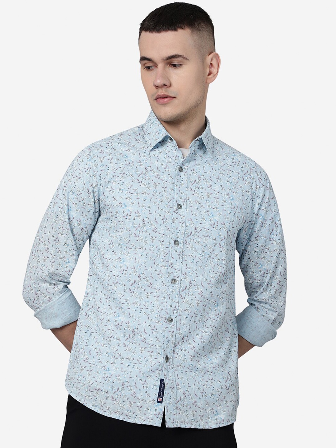 

Greenfibre Slim Fit Floral Printed Casual Pure Cotton Shirt, Blue