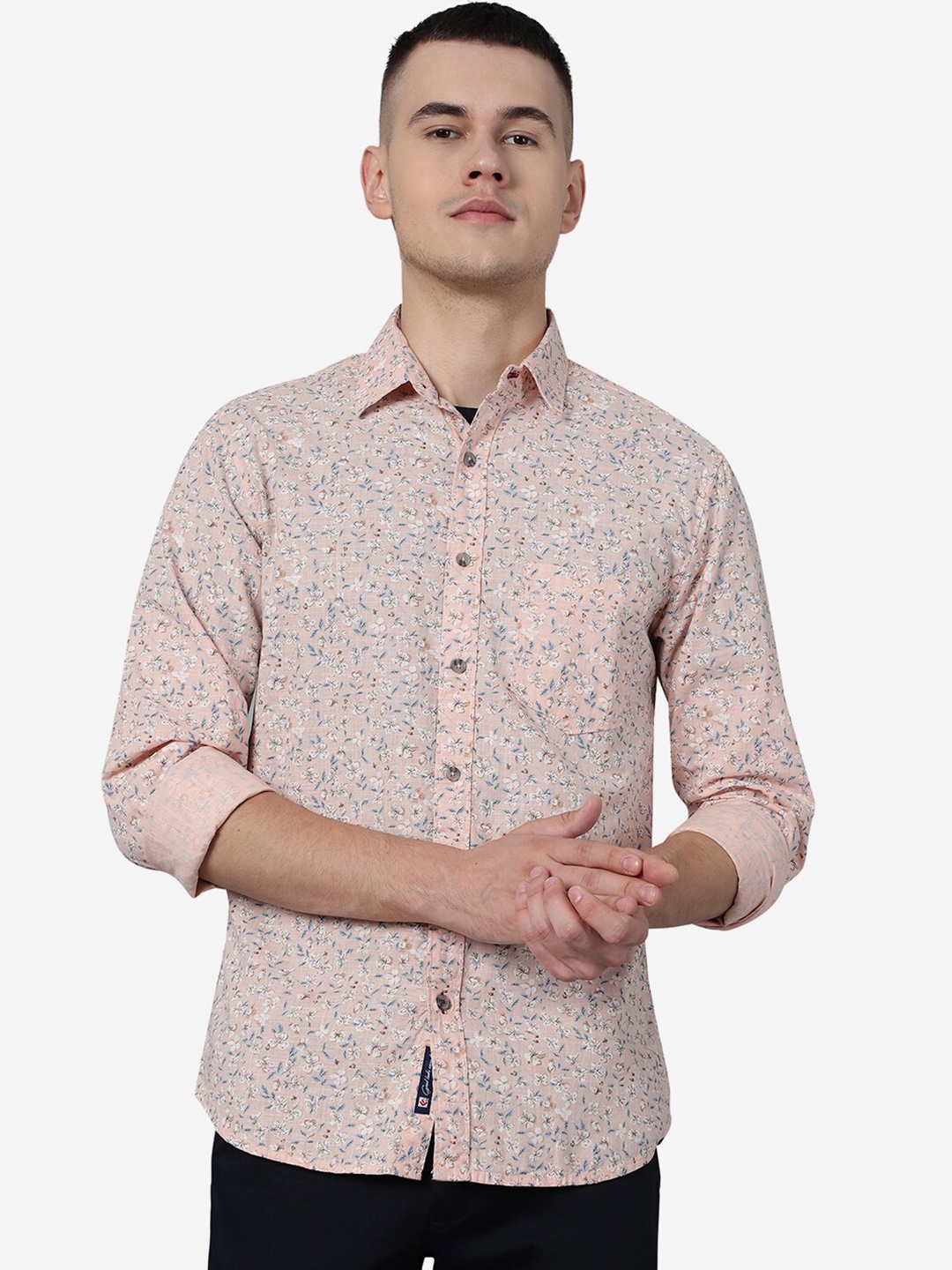 

Greenfibre Slim Fit Floral Printed Casual Pure Cotton Shirt, Peach