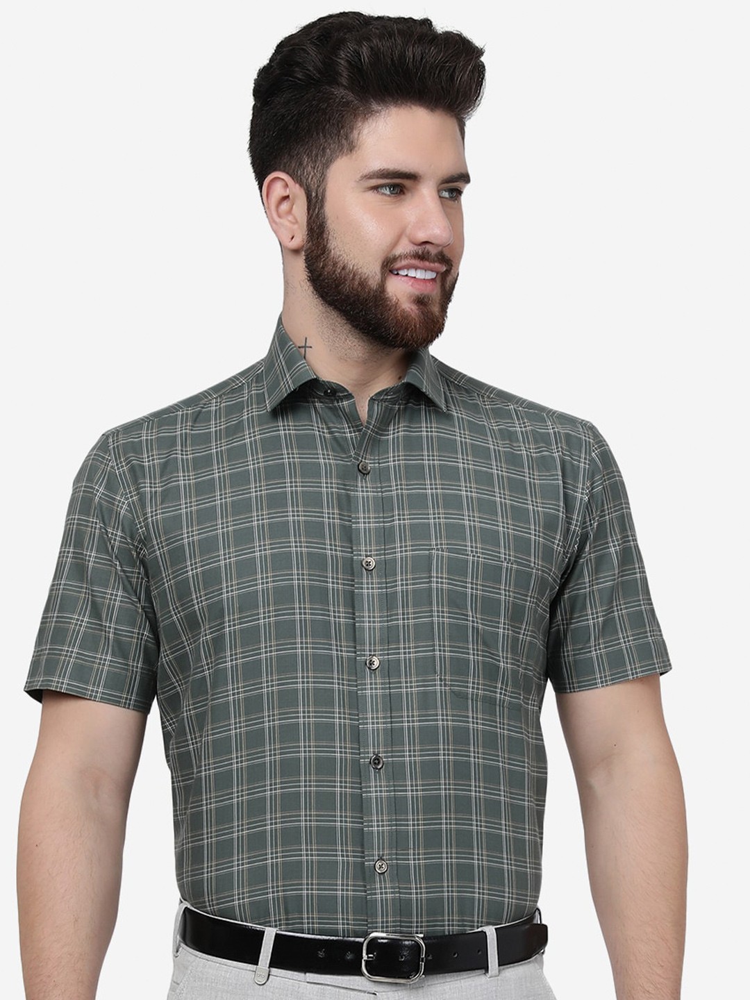 

Greenfibre Checked Formal Shirt, Green