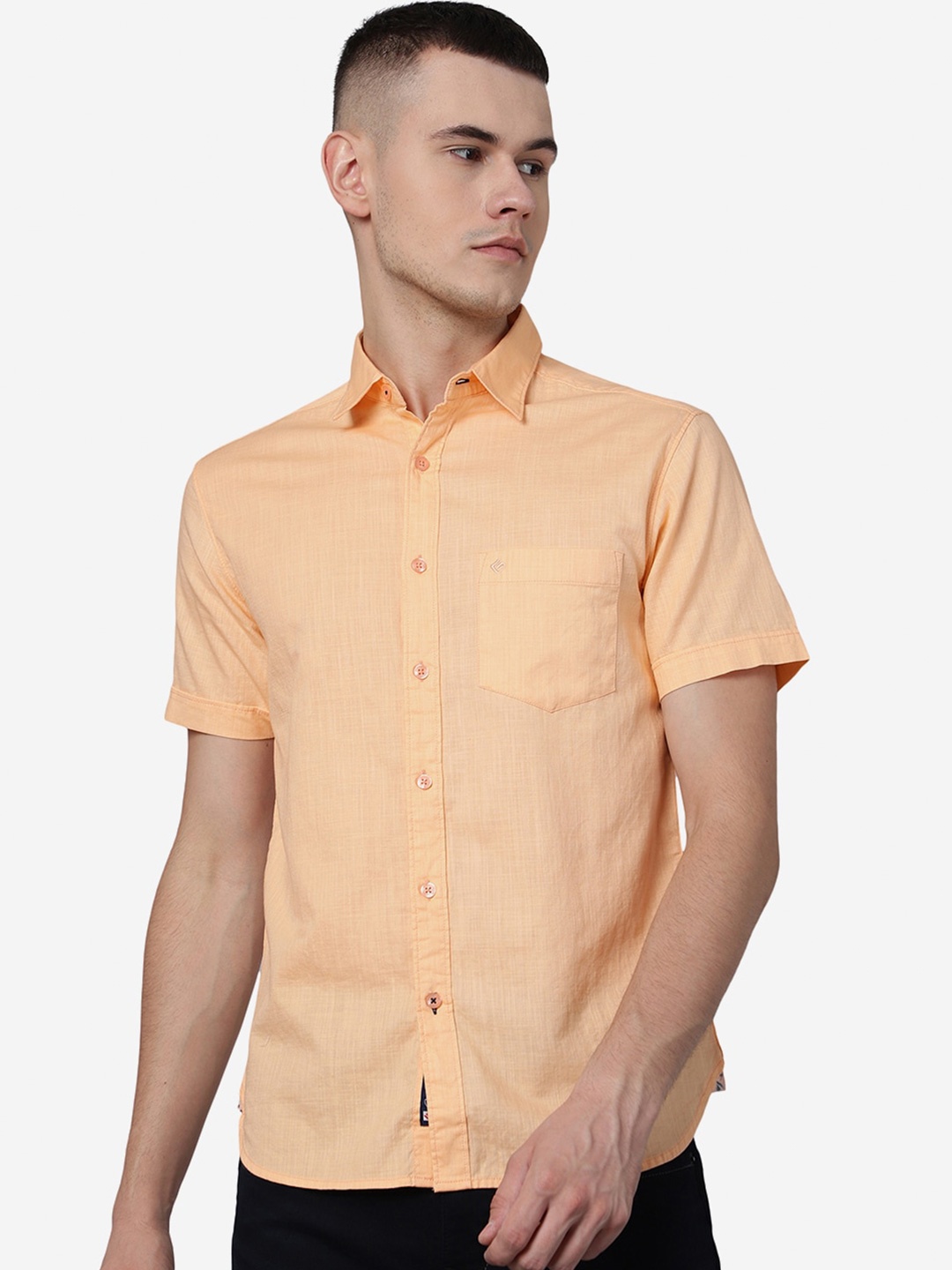 

Greenfibre Spread Collar Cotton Casual Shirt, Peach