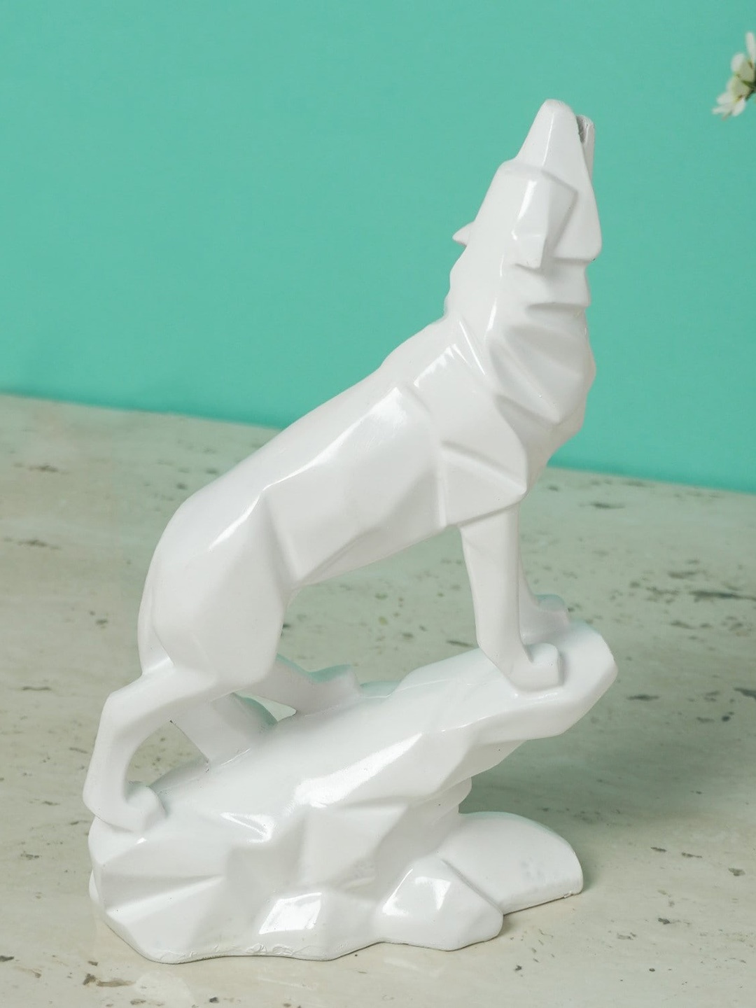 

The Decor Mart White Modern Art Geometric Wolf Statue Showpiece