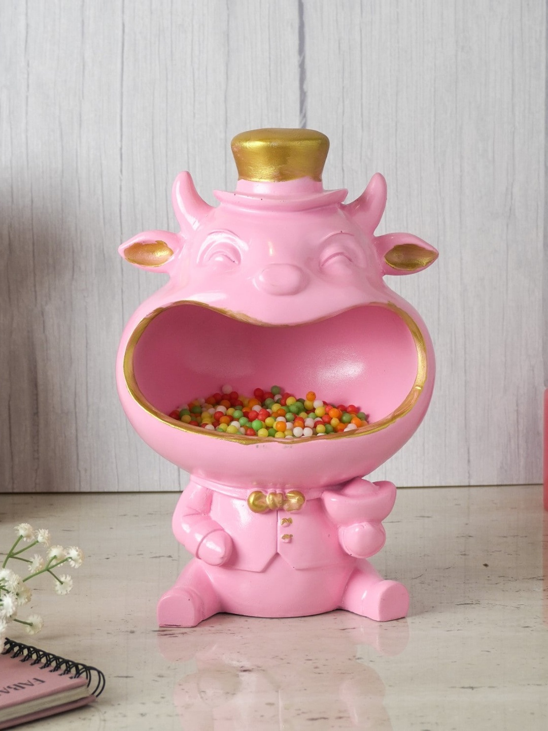 

The Decor Mart Pink Funny Cat Candy Statue Showpiece