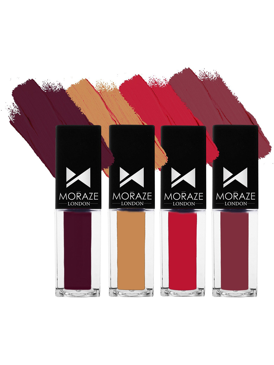 

Moraze Set Of 4 Mini Matte Transfer Proof & Waterproof Liquid Lipsticks - 3ml Each, Multi