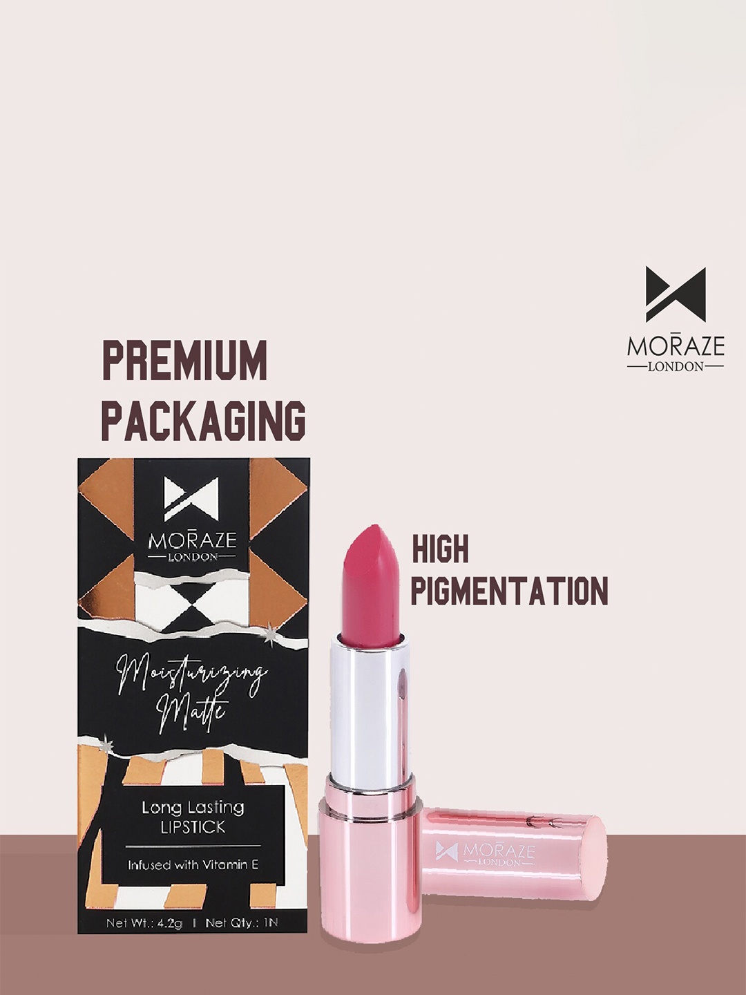 

Moraze Set Of 3 Moisturizing Matte Long Lasting Vitamin E Infused Lipsticks - 4.2g Each, Multi