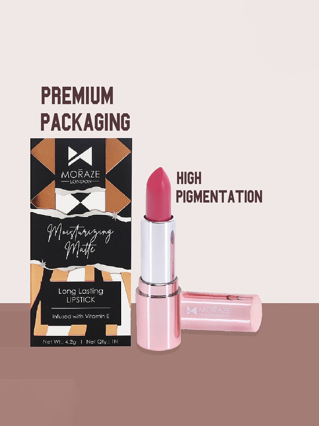 

Moraze Set Of 3 Moisturizing Matte Long Lasting Vitamin E Infused Lipsticks - 4.2g Each, Multi