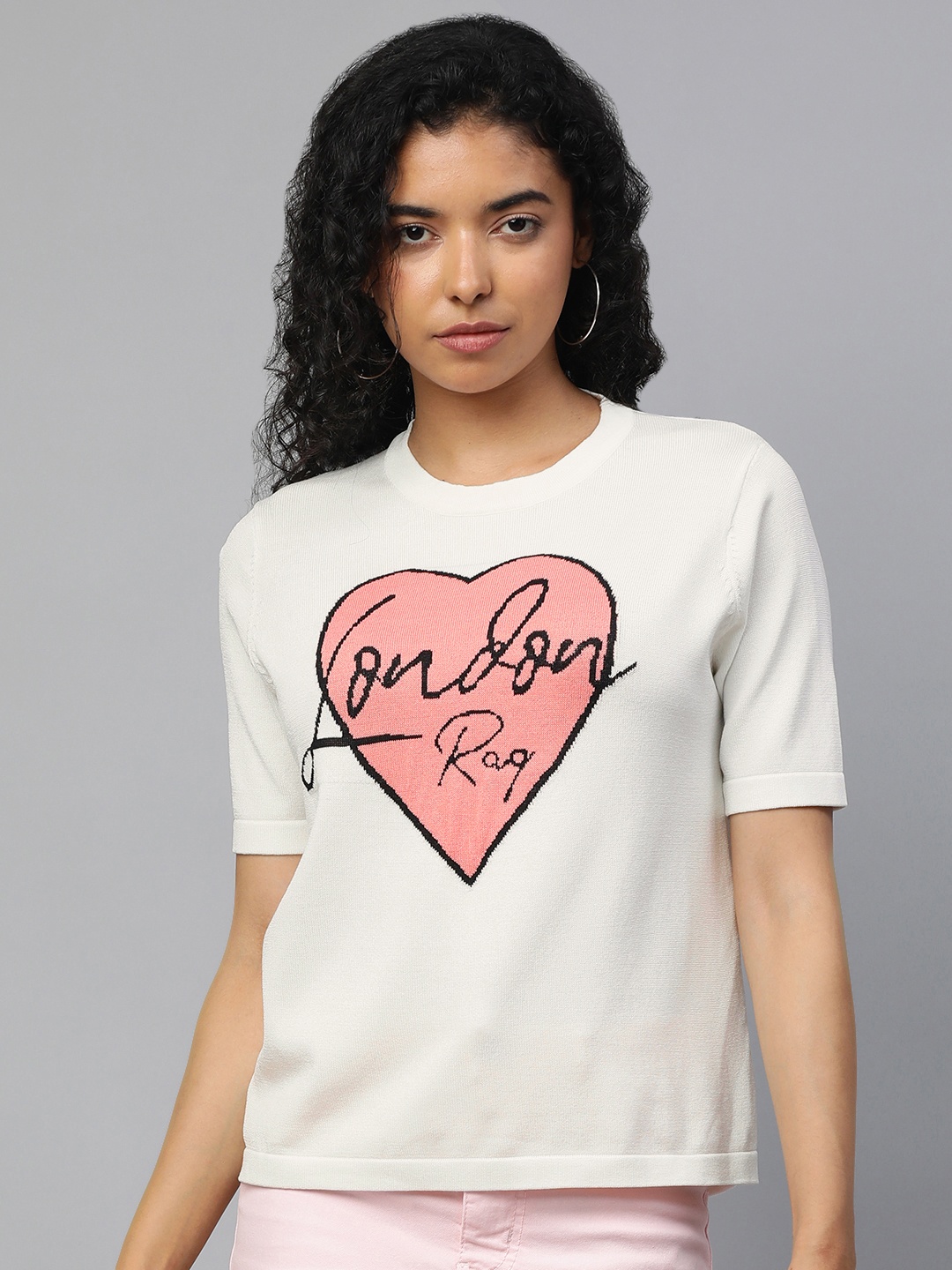 

London Rag Women Graphic Printed T-shirt, White