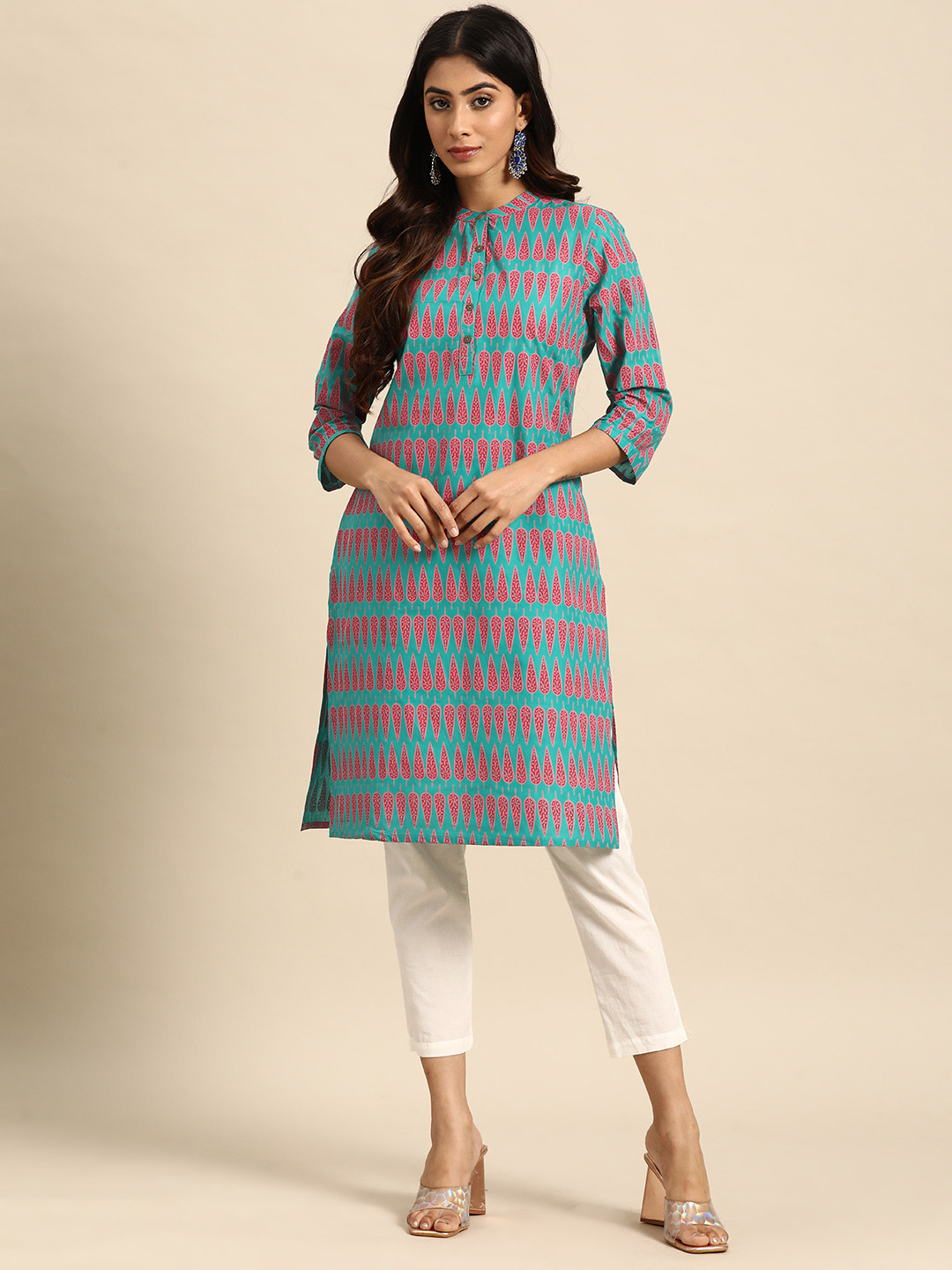 

all about you Women Printed Kurta, Teal