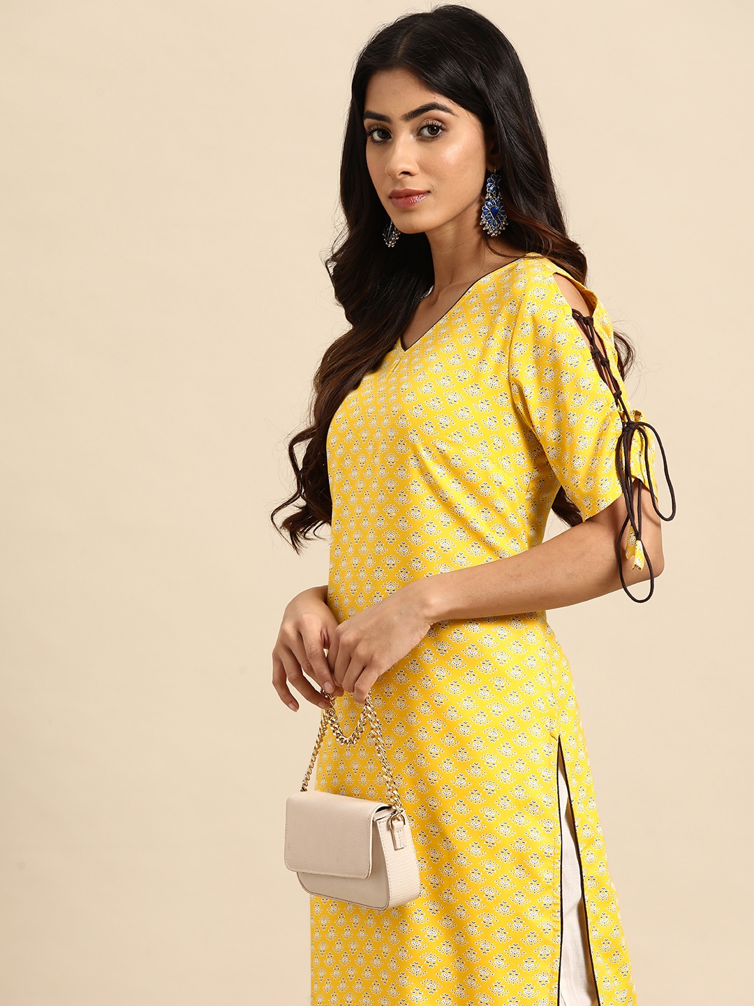 

all about you Women Solid Kurta, Yellow
