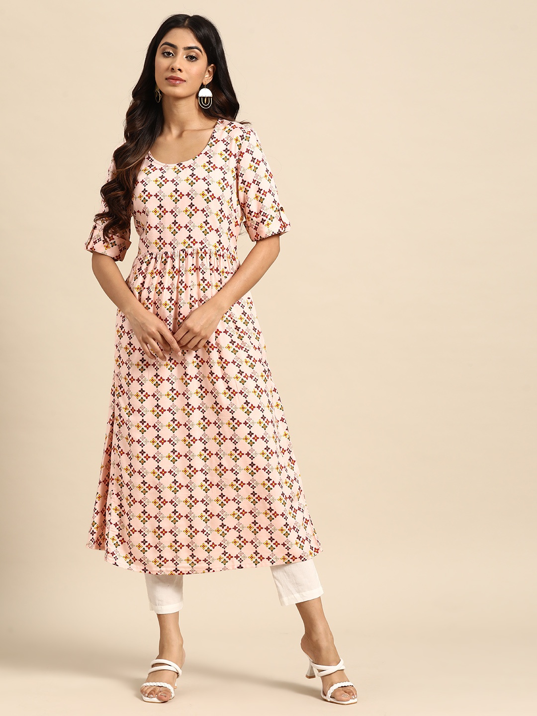 

all about you Ethnic Motifs Printed Kurta, Mauve