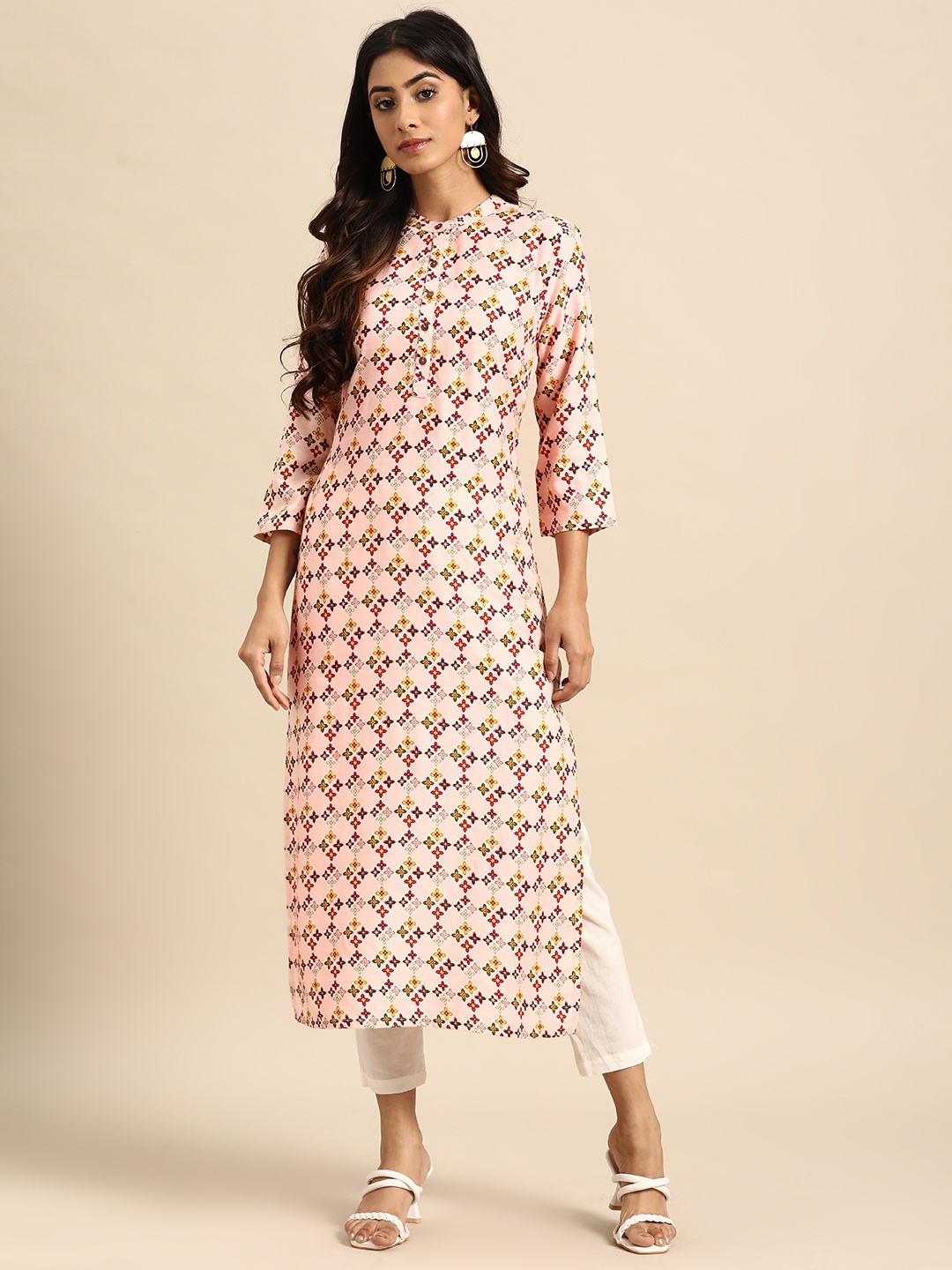 

all about you Ethnic Motifs Printed Kurta, Mauve