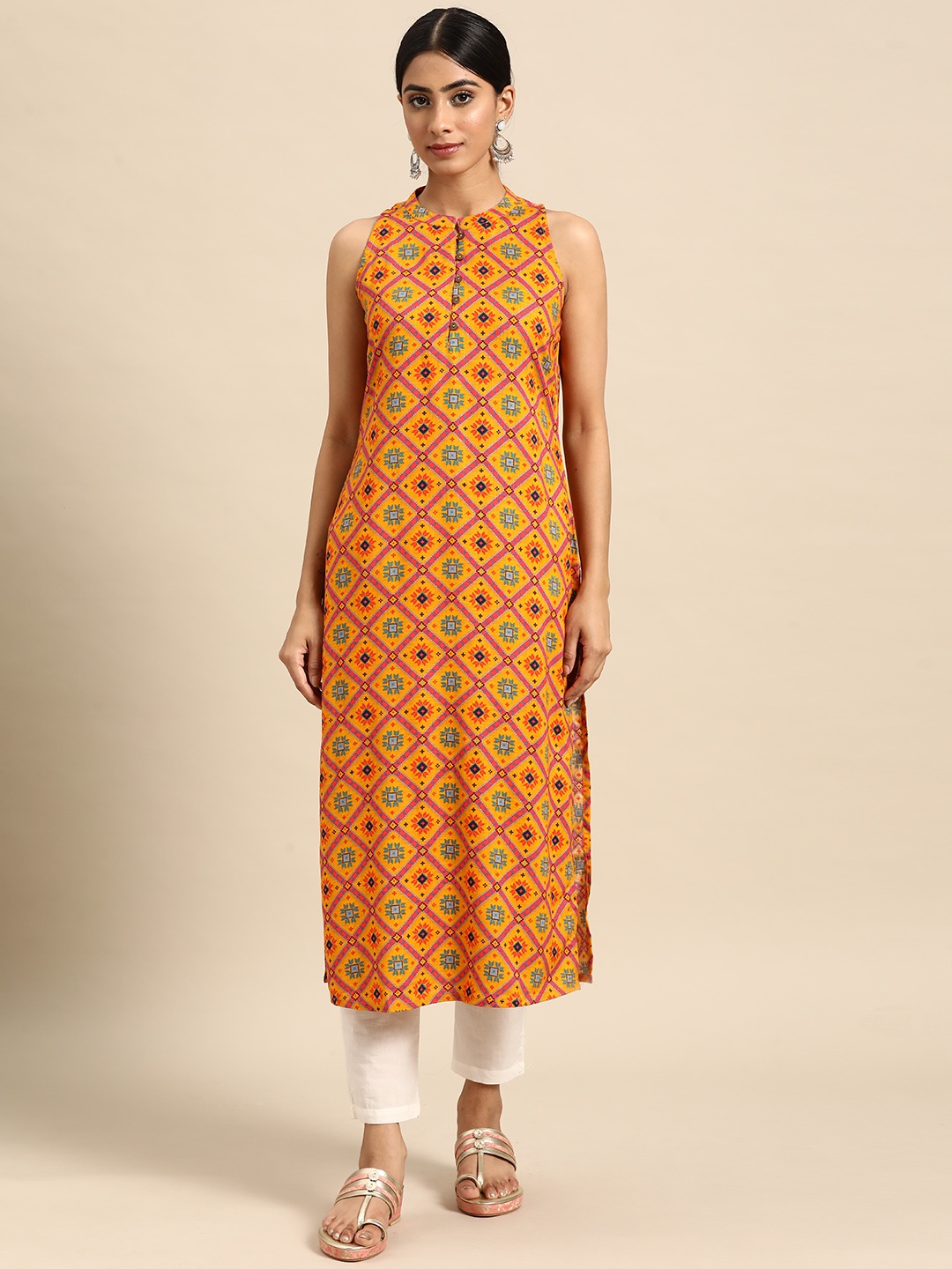 

all about you Ethnic Motifs Printed Kurta, Orange