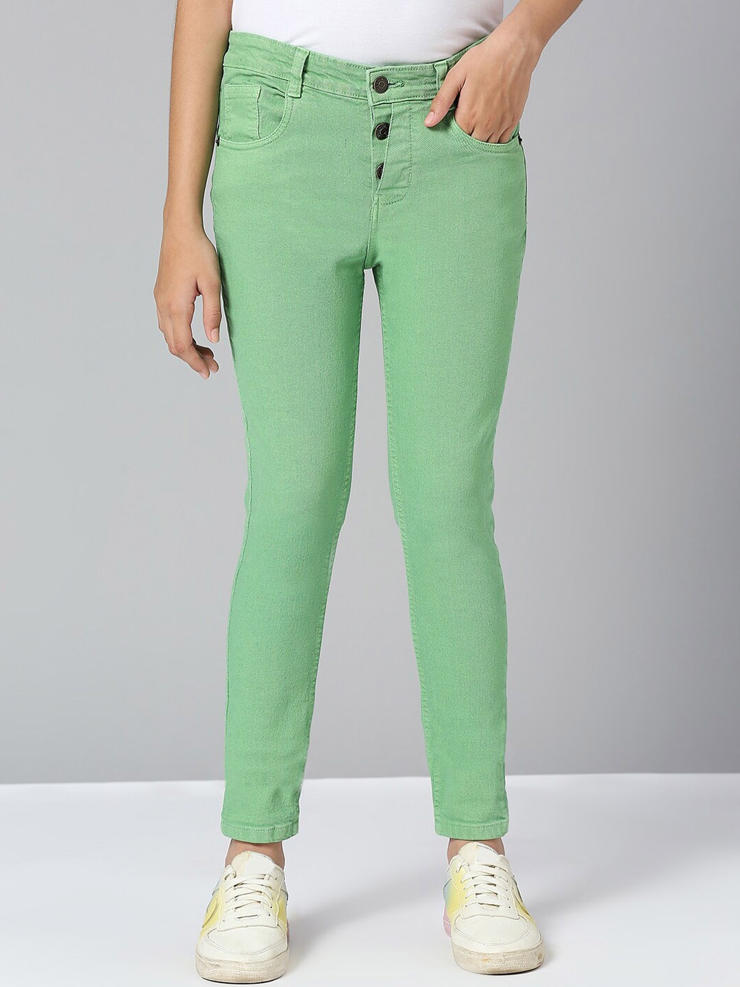

JUSTICE Girls Mid-Rise Slim Fit Clean Look Jeans, Green