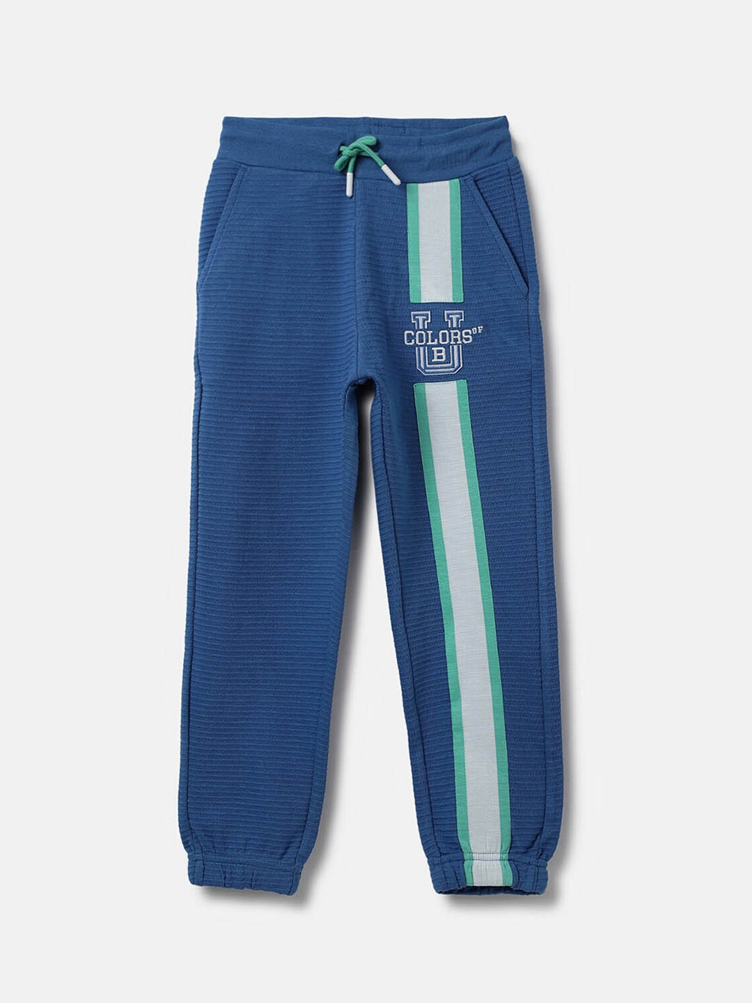 

United Colors of Benetton Boys Ribbed & Striped Cotton Joggers, Blue