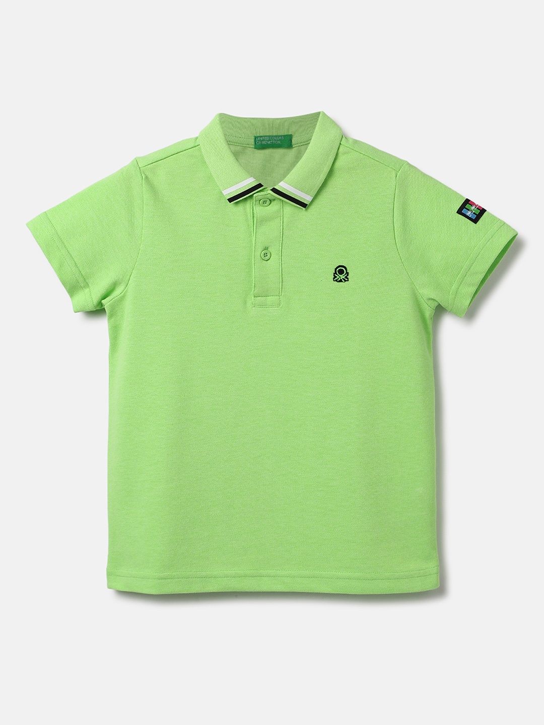 

United Colors of Benetton Boys Polo Collar Cotton T-shirt, Green
