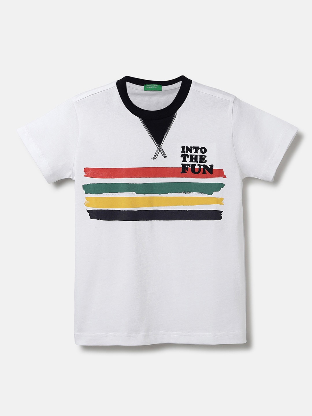 

United Colors of Benetton Boys Striped Cotton T-shirt, White