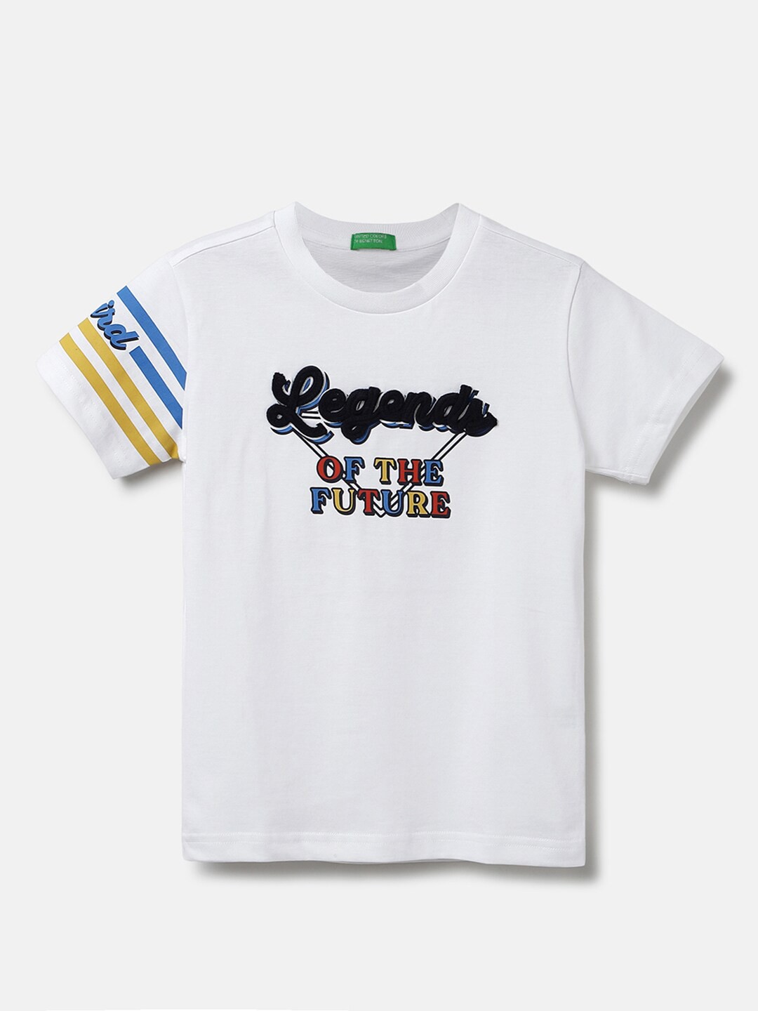 

United Colors of Benetton Boys Typography Printed Cotton T-shirt, White