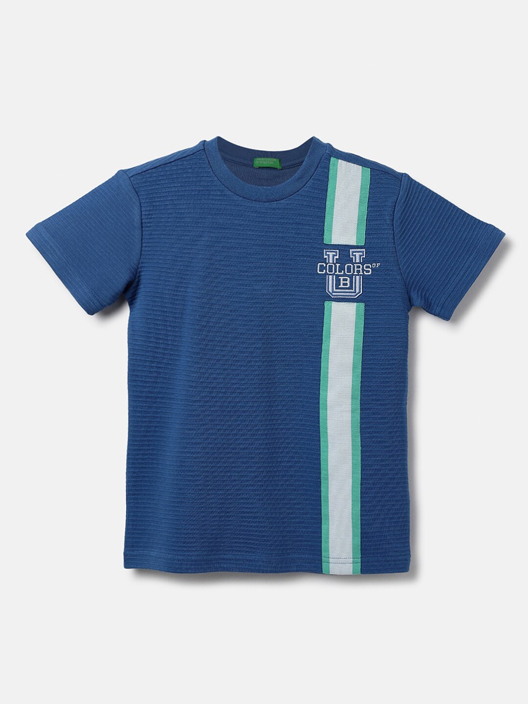 

United Colors of Benetton Boys Striped Cotton T-shirt, Blue