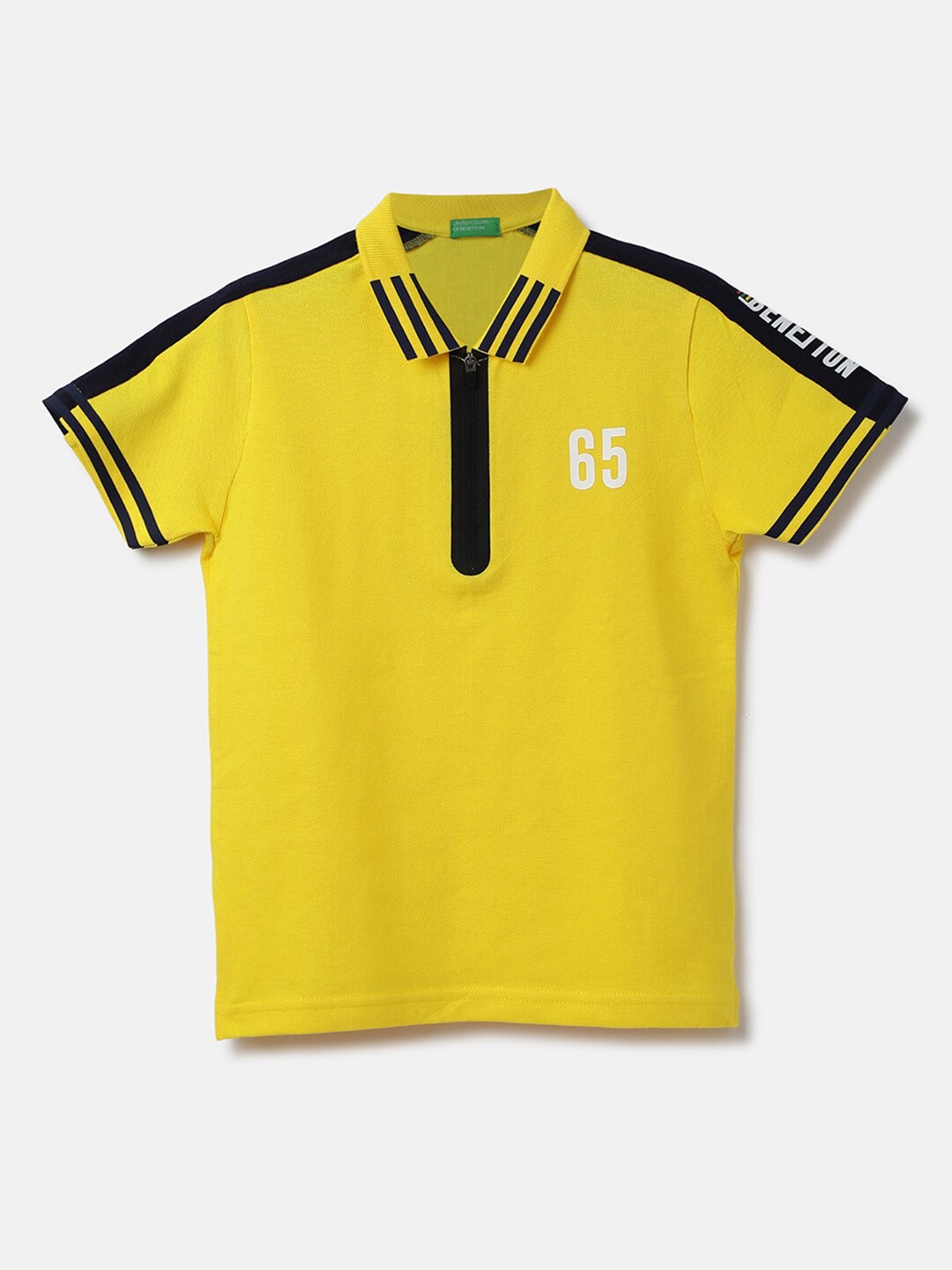 

United Colors of Benetton Boys Polo Collar Cotton T-shirt, Yellow