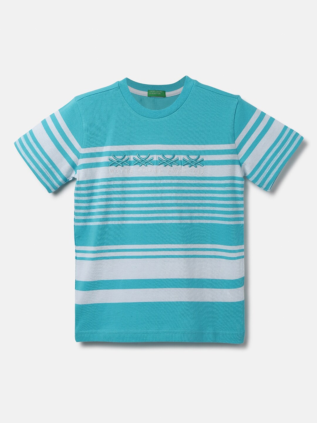 

United Colors of Benetton Boys Striped Cotton T-shirt, Blue