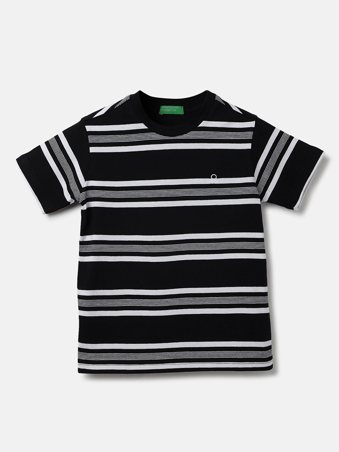 

United Colors of Benetton Boys Striped Cotton T-shirt, Black