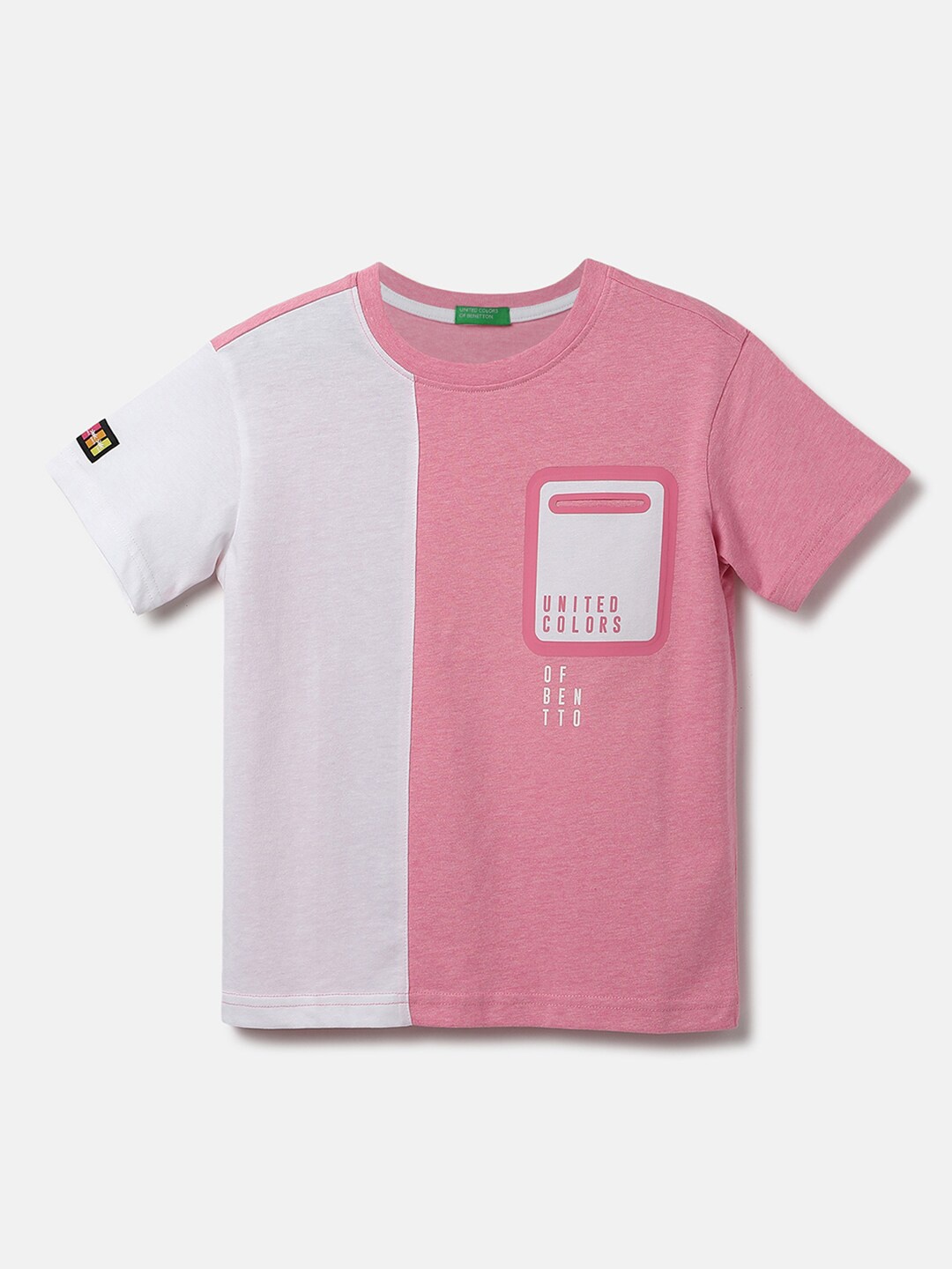 

United Colors of Benetton Boys White Typography Printed Cotton T-shirt