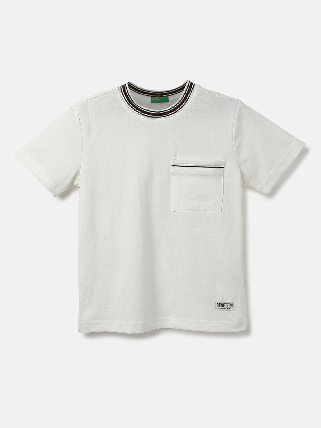 

United Colors of Benetton Boys Round Neck Cotton T-shirt, White