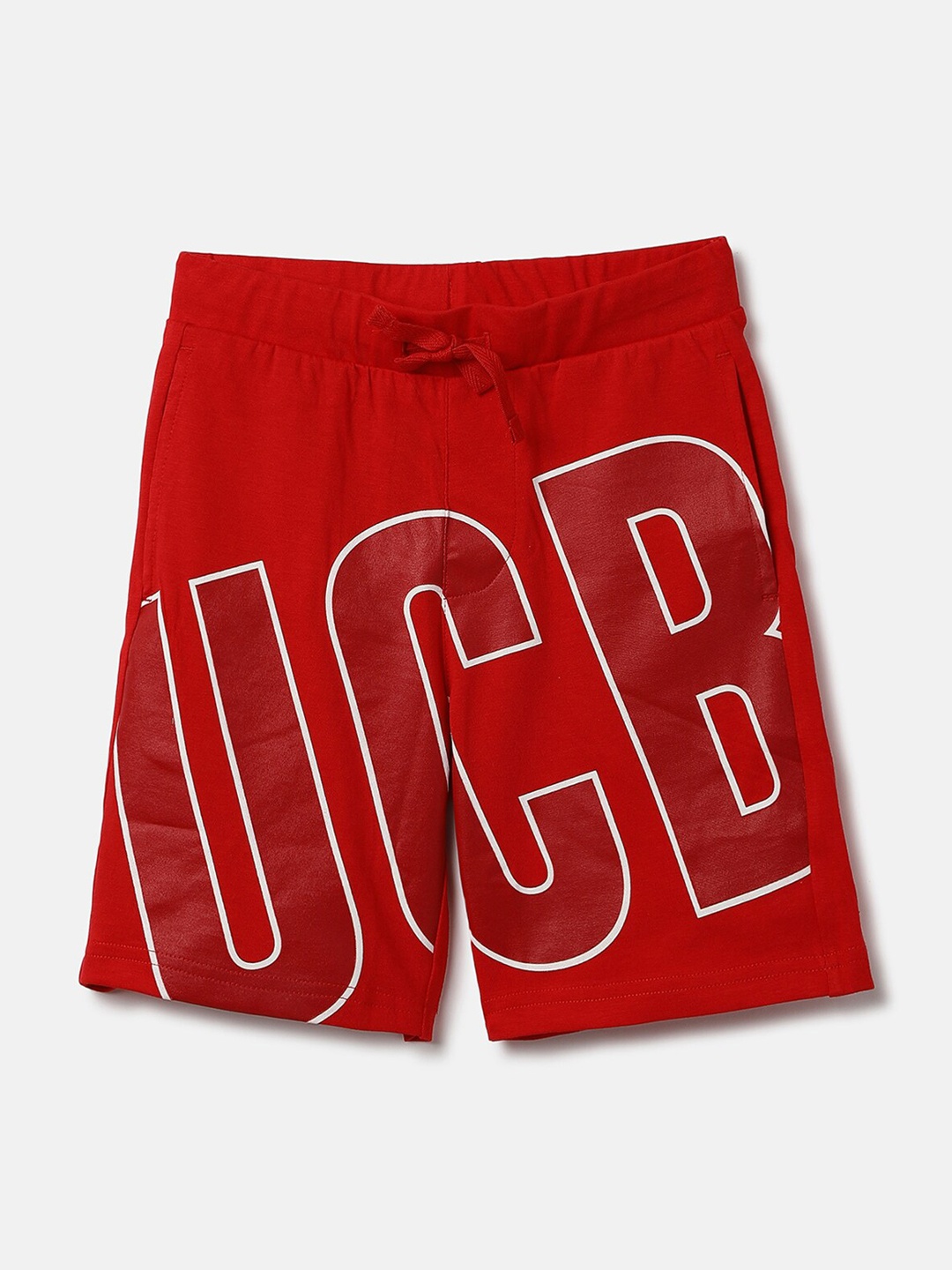 

United Colors of Benetton Boys Typography Printed Cotton Sports Shorts, Red